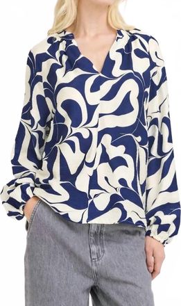 b.young Byikaia Blouse In Medieval Blue Swirls