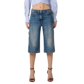Elisabetta Franchi Denim Shorts, female, Blue, Size: W25 Pantalone Mod. Jeans