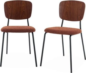 Sweeek Sillas loop texturizada, set de 2, terracotta