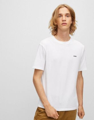 HUGO BOSS Mens HUGO Dero222 Mens Cotton-Jersey T-Shirt with Logo Print NOS - White 100 - Size: 38