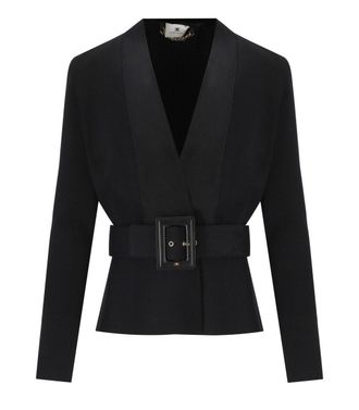 Elisabetta Franchi Black Knitted Jacket With Belt