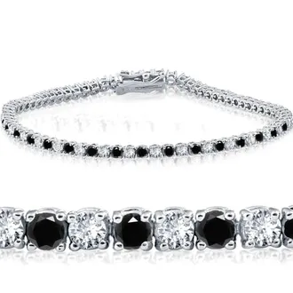 Pompeii3 3ct Black & White Diamond Tennis Bracelet 7 14K White Gold (K-L-I2,I3)
