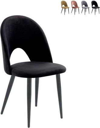 Oresteluchetta Juego De 4 Sillas De Comedor Cocina Dise&ntilde;o Moderno En Terciopelo Bounty - Negro