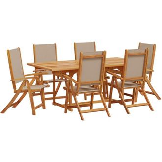 vidaXL Juego Comedor De Jard&iacute;n 7 Pzas Madera Maciza Acacia Y Textileno Vidaxl