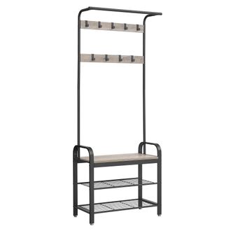Vasagle Vasagle Appendiabiti Con Scarpiera, Mobile Da Ingresso Con Panca, 4 In 1, 9 Ganci Rimovibili, Barra Attaccapanni, Entrata Corridoio, 33,7 X 72 Cm, Ind