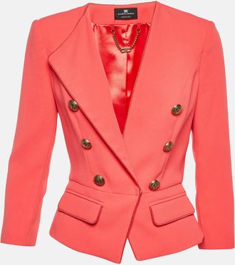 Elisabetta Franchi Coral Pink Crepe Peplum Short Jacket