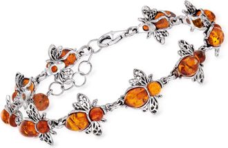 Ross-Simons Amber Bumblebee Bracelet in Sterling Silver