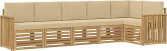 vidaXL Conjunto De Sof&aacute;s De Exterior 6 Uds. Y Beige Poli&eacute;ster Vidaxl