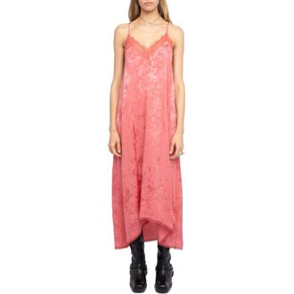 Zadig&Voltaire Risty Jacquard Silk Slipdress in Tea Rose at Nordstrom, Size X-Small