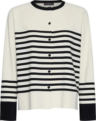 Elena Miro Cardigan in filato misto viscosa a righe e bottoni frontali a contrasto - Dames - Vesten - Veelkleurig - M - Truien & Vesten