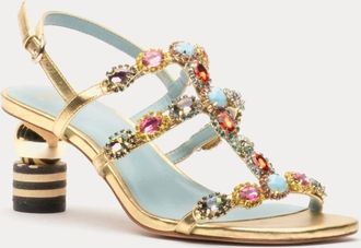 Frances Valentine Womens Kiki Gem Heel Sandals In Gold