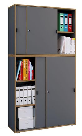VCM Vcm - Gabinete De Oficina De Madera Carpeta Gabinete De Archivo Muebles De Oficina Gabinete Salia 5 Veces De Ancho 100 Cm Puertas Correderas (antracit