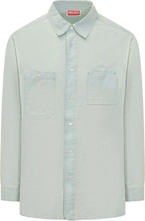 Kenzo Workwear Shirt - Heren - Spijkeroverhemden - Blauw - XS - Katoen - Overhemden