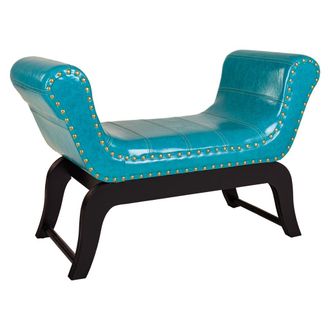 Wanderlust Deco Banqueta De Polipiel Azul 90x40x65