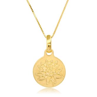 MAX + STONE 14K Yellow Gold Over Sterling Silver Lotus Pendant Necklace, 18 Inch Chain