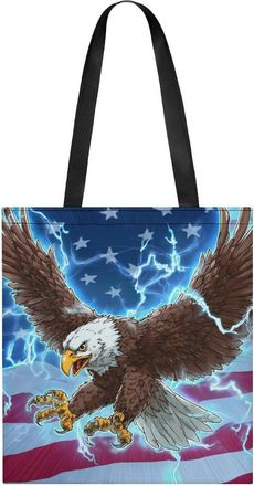 Generic USA Flag Bald Ea-gles Tote Bag for Women Men Shoulder Bags Purses Pouch Handbags