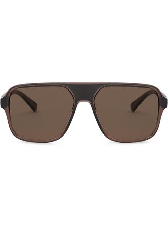 Dolce & Gabbana Eyewear Occhiali da sole squadrati con logo goffrato - Nero