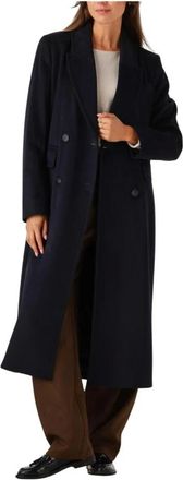 Beaumont Amsterdam Jassen, Dames, Blauw, M, Wol, Blauwe Wol Lange Jas voor Vrouwen