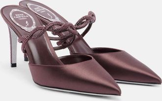 Rene Caovilla Crystal-embellished satin mules