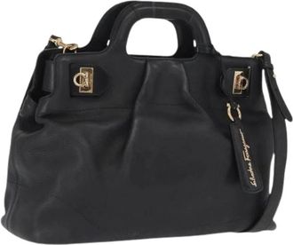 Ferragamo Pre-owned Handbags, female, Black, Size: ONE SIZE Pre-owned Leather Handbag