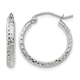 Diamond2Deal 14k Gold Diamond-cut 2.5x18mm Hollow Hoop Earrings