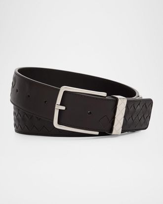 Bottega Veneta Men & apos;s Intrecciato Piccolo Leather Belt