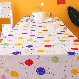 No Brand Juego De 4 Manteles Reutilizables Para Fiestas Con Estampado De Globos (274 X 137 Cm) - Resistentes A Las Manchas, Ideales Para Cumplea&ntilde;os Y Fiestas I