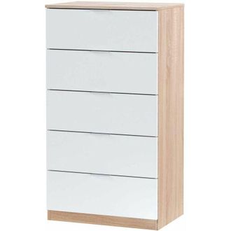 F.R.S. Sinfonier 5 Cajones Modelo Maya En Roble Canadian Y Blanco Artik 110 Cm(alto)60 Cm(ancho)40 Cm(fondo)