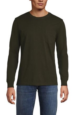 Lands End Super-T Long Sleeve T-Shirt with Pocket in Havana Brown at Nordstrom, Size Xx-Large