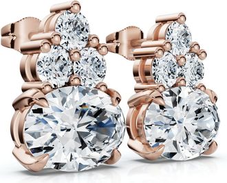 Pompeii3 Certified 5Ct Oval Diamond Studs 14k Gold Lab Grown FG/VS