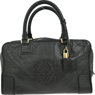 Loewe Amazona Bag Leather Black Leather Handbag (Pre-Owned)