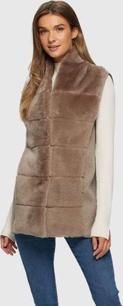 Gorski REVERSIBLE SELECT SHEARLING LAMB VEST WITH SELECT WOOL AND CASHMERE BLEND BACK AND BELT