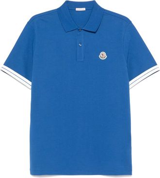 Moncler Polo in piqué con logo - Blu