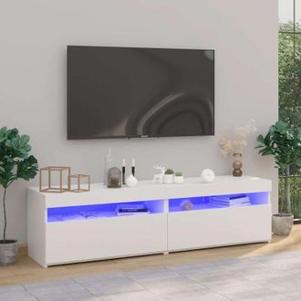 vidaXL Vidaxl - Mobili Porta tv con Luci led 2 pz Bianco Lucido 75x35x40 cm