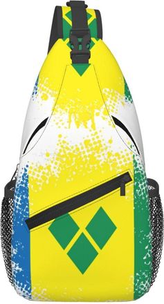 Generic Vintage Saint Vincent And The Grenadines Flag Sling Bag Trendy Cross Body Bag Adjustable Backpack For Sports Outdoors Workout