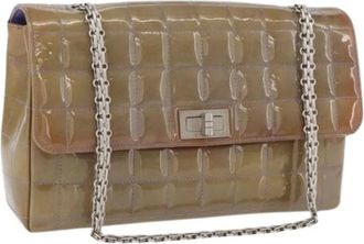 Chanel Pre-owned Shoulder Bags, female, Green, Size: ONE SIZE Pre-owned Vintage Patent Leather Shoulder Bag