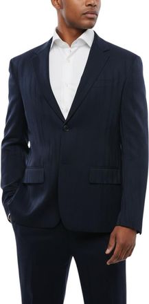 Off-white Navy Blue Notched Lapel Blazer