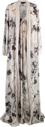 Jenny Packham Grey Floral Silk Nightgown and Robe Size S