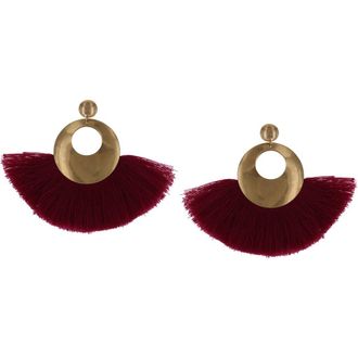 Olivia Welles Alba Fringe Hoop Earrings in Gold/Fuchsia at Nordstrom Rack