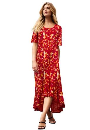 Jessica London Stretch Knit Flounce Hem Maxi Dress in Pink Dreamy Floral at Nordstrom, Size 12