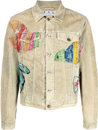 Off-white Cartoon graphic-print jacket - men - Cotton/Elastane - M - Brown