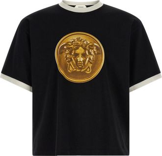 Versace Black Graphic Crew Neck T-Shirt