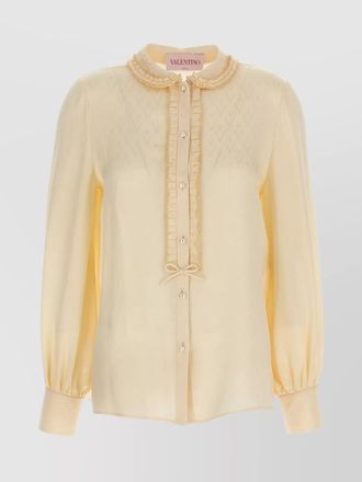 Valentino Garavani silk ruffled long-sleeve blouse