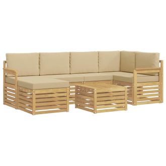 vidaXL Conjunto De Sof&aacute;s De Exterior 7 Pcs Y Beige 59 X 59 X 37 Cm Vidaxl