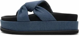 Roam Womens Side Slip Stack Sandal In Denim