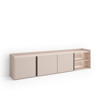 Skraut Home Mueble tv efecto madera beige 207x35x50cm con Led