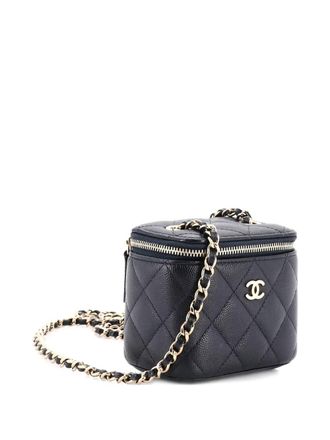 Chanel Classic Vanity Case with Chain Quilted Caviar Mini pouch - Blue