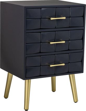 Wanderlust Deco Mesita De Noche De Madera Negra 44x35x65h Cm