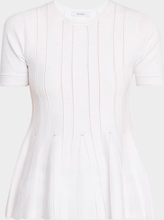 Max Mara Epoche Pointelle Knit Peplum Top