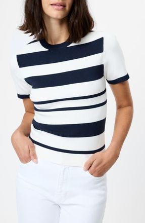 French Connection Maxime Stripe Short Sleeve Top in Summer White-Marine at Nordstrom, Size X-Large